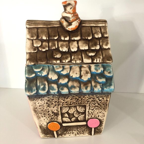 Vintage Cookie Jar Gingerbread House Lollipop Mogi Nagoya Japan Adorable Folk - Picture 2 of 7